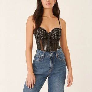 VICTORIA'S SECRET Crochet Lace and Mesh Lingerie Bustier Bodysuit